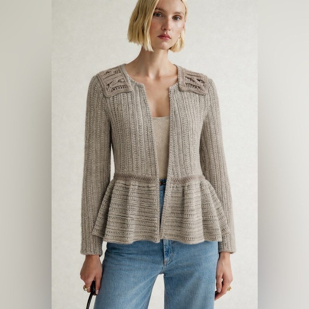 Peplum Cardigan Sweater XS